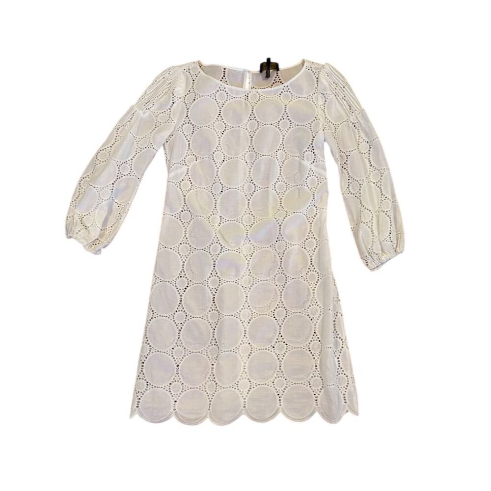 Laundry by Shelli Segal White Crochet Knee Length Dress Size 2